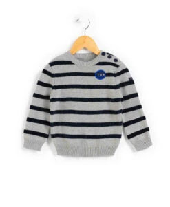 Pull Rayé Garçon Gris/bleu Marine