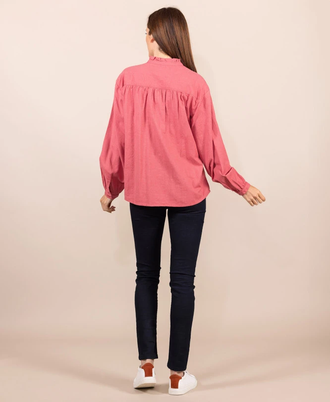 Chemise Rose Col Montant Femme 5 Chemise Rose Col Montant Femme – Image 5