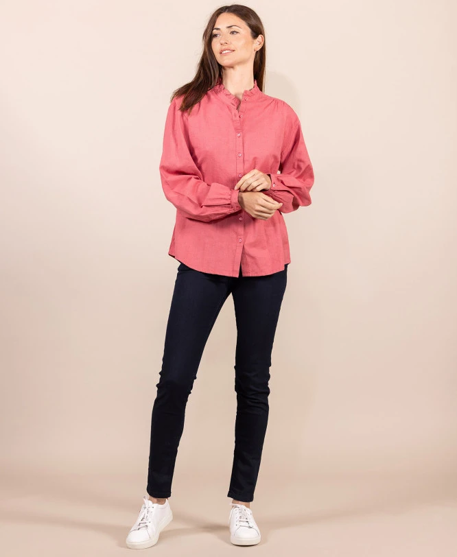 Chemise Rose Col Montant Femme 3 Chemise Rose Col Montant Femme – Image 3