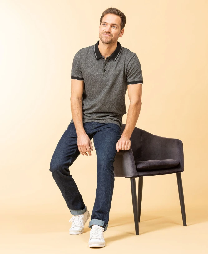 Polo Gris Chiné Homme 4 Polo Gris Chiné Homme – Image 4