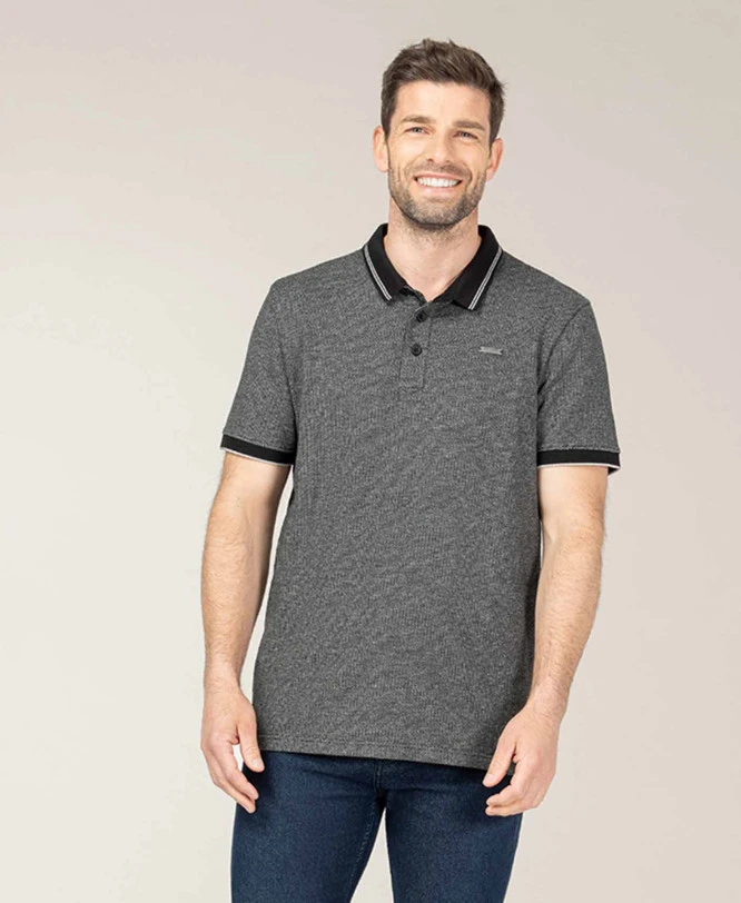 Polo Gris Chiné Homme 1 Polo Gris Chiné Homme