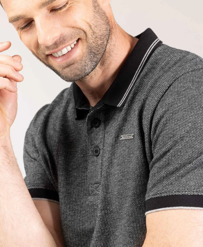 Polo Gris Chiné Homme 3 Polo Gris Chiné Homme – Image 3