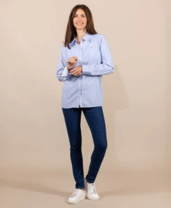 Chemise Femme Manches Longues Bleu Ciel