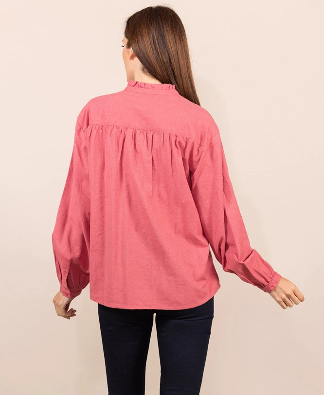 Chemise Rose Col Montant Femme 4 Chemise Rose Col Montant Femme – Image 4