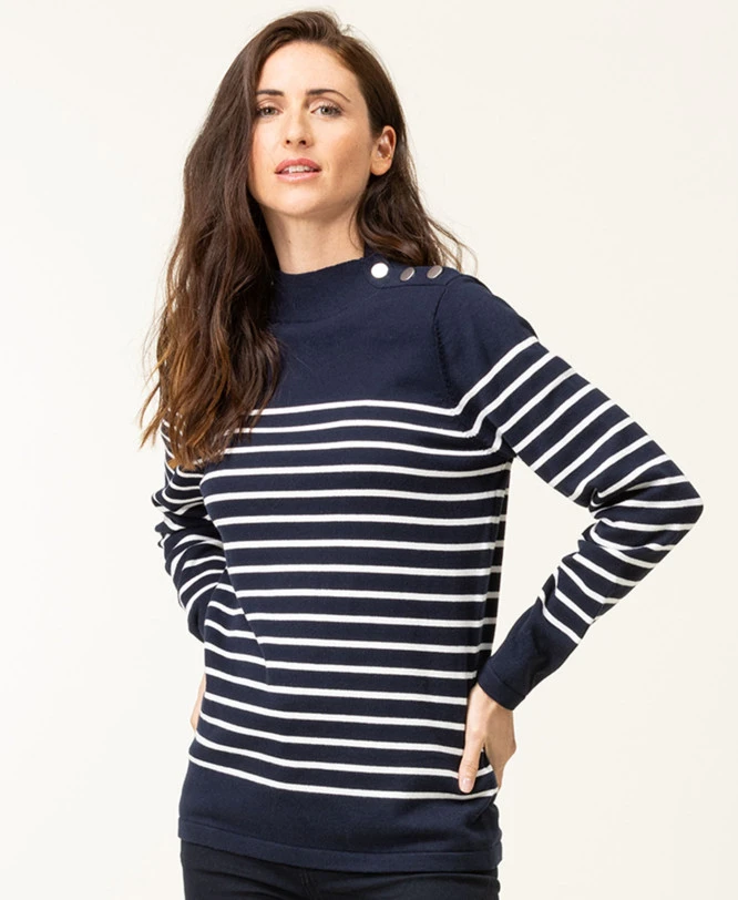 Pull Rayé Femme Fond Bleu Marine Rayures Blanches 1 Pull Rayé Femme Fond Bleu Marine Rayures Blanches