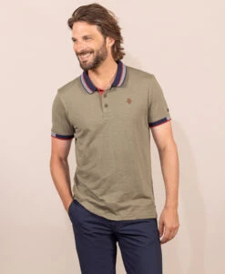 Polo Manches Courtes Kaki Clair Homme