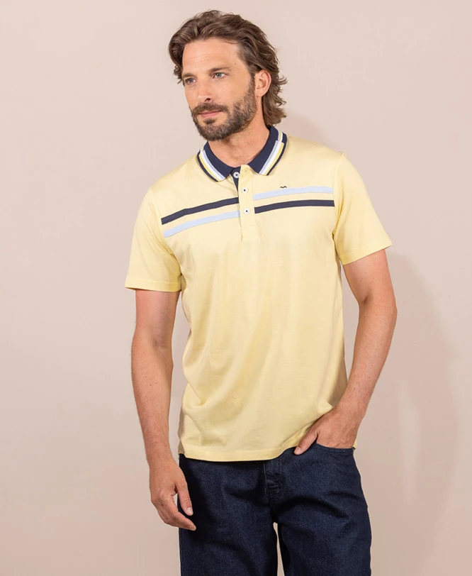 Polo Jaune Rayures Poitrine Homme 1 Polo Jaune Rayures Poitrine Homme