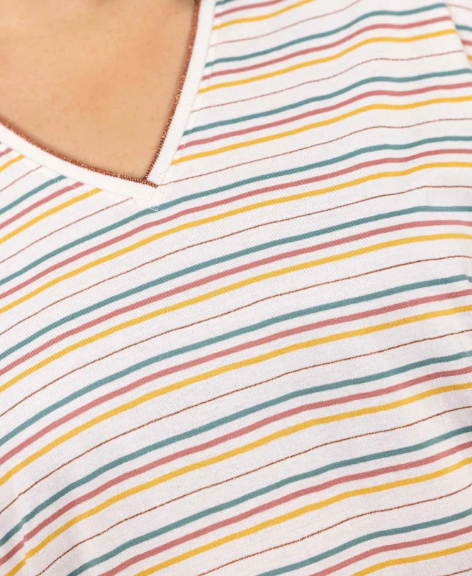 T-shirt Rayé Fils Métallisés Femme 3 T-shirt Rayé Fils Métallisés Femme – Image 3