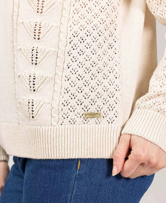 Pull Ajouré Grège Femme 3 Pull Ajouré Grège Femme – Image 3