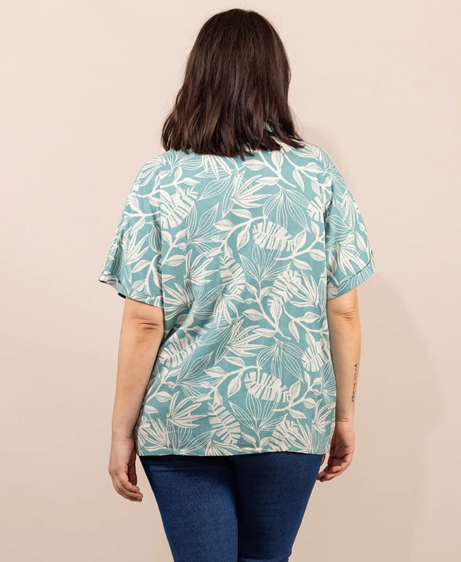 Chemise Femme Manches Courtes Imprimé Vert 3 Chemise Femme Manches Courtes Imprimé Vert – Image 3