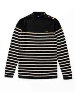 Pull Marin Noir Rayé Femme