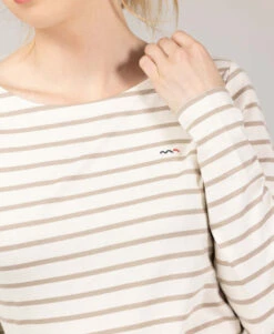 Marinière Femme Fond Grège Rayé Beige -Terre De Marin Boutique prod 9666 mariniere ml fond grege raye sable pacage 666x812 fc7ea0111e0b