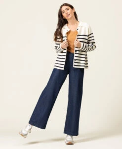 Gilet Rayé Femme -Terre De Marin Boutique prod 9689 cardigan tricot fond grege raye indigo gixode 666x812 fc7ea0111e0b