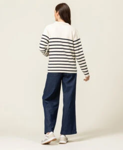 Gilet Rayé Femme -Terre De Marin Boutique prod 9690 cardigan tricot fond grege raye indigo gixode 666x812 fc7ea0111e0b