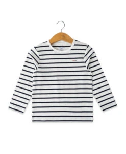 Marinière Garçon éco-conçue Blanc/bleu Marine