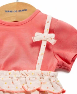 Combicourt Bébé Fille + T-shirt Corail -Terre De Marin Boutique prod 9874 salopette courte haut imprime quarta 666x812 fc7ea0111e0b