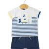 Ensemble Bébé Garçon Short Bleu Marine +t-shirt Rayé