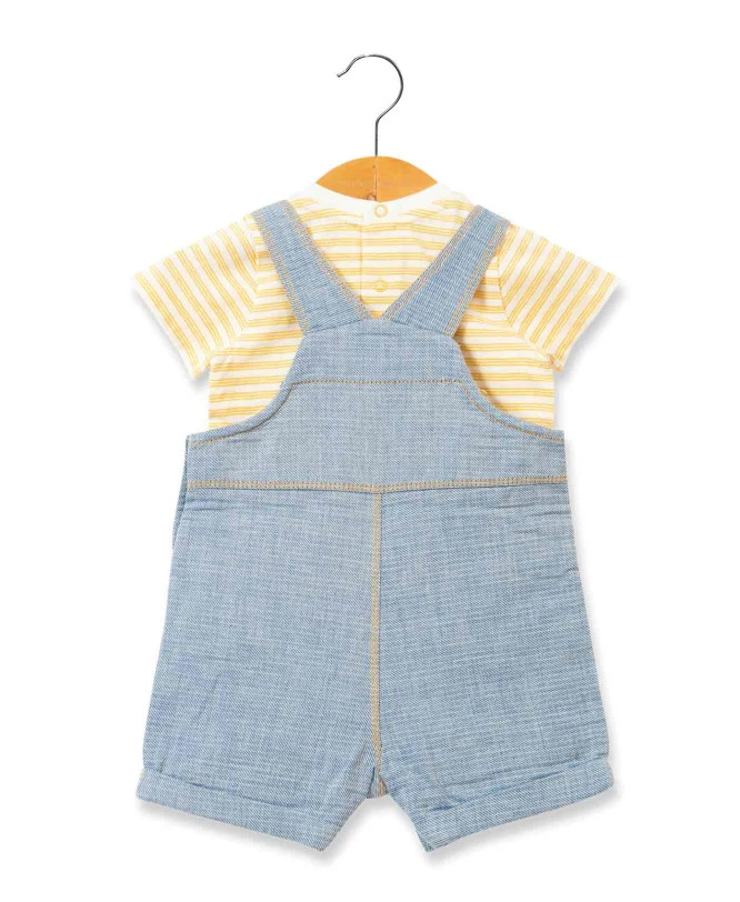 Ensemble Bébé Garçon Salopette Jean + T-shirt 2 Ensemble Bébé Garçon Salopette Jean + T-shirt – Image 2